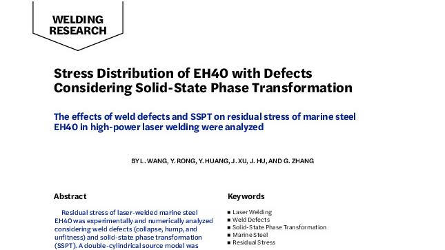 Stress Distribution of EH40 with Defects Considering Solid-State Phase Transformation
