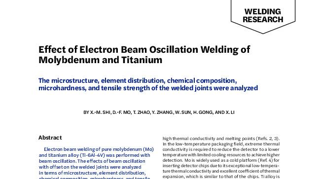 Effect of Electron Beam Oscillation Welding of Molybdenum and Titanium