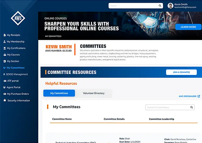 my.aws - My Committees screenshot