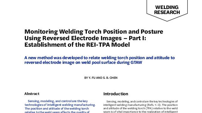 Monitoring Welding Torch Position and Posture Using Reversed Electrode Images – Part I: Establishment of the REI-TPA Model