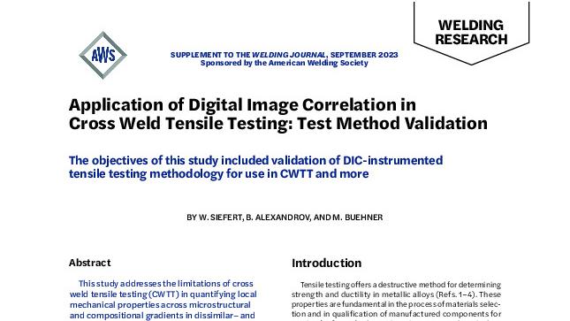 Application of Digital Image Correlation in Cross Weld Tensile Testing: Test Method Validation