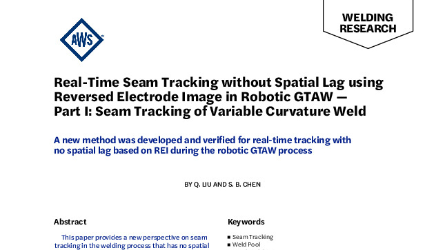 Real-Time Seam Tracking without Spatial Lag using Reversed Electrode Image in Robotic GTAW — Part I: Seam Tracking of Variable Curvature Weld