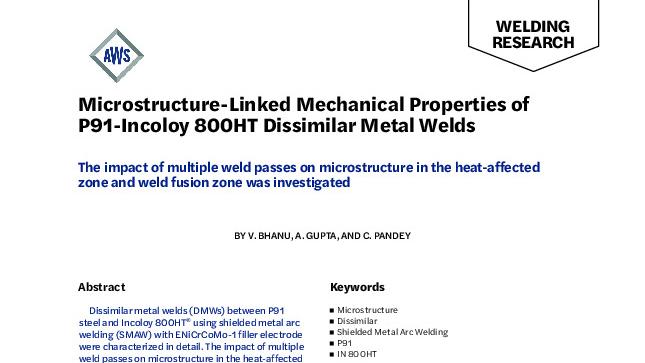 Microstructure-Linked Mechanical Properties of P91-Incoloy 800HT Dissimilar Metal Welds