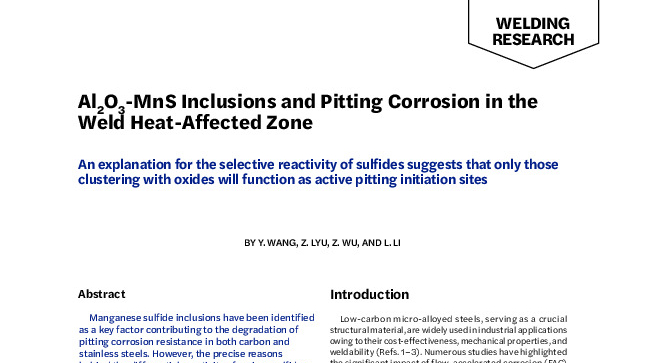 Al2O3-MnS Inclusions and Pitting Corrosion in the Weld Heat-Affected Zone