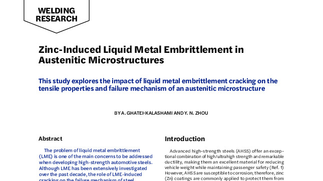 Zinc-Induced Liquid Metal Embrittlement in Austenitic Microstructures