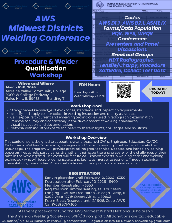 2026 AWS Midwest Districts Welding Conference Workshop Announcement