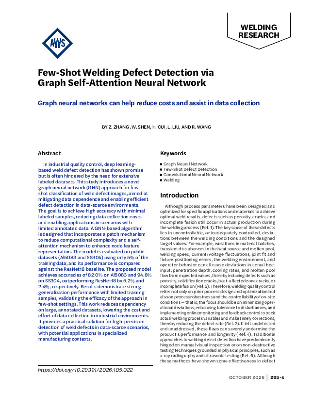 Few-Shot Welding Defect Detection via Graph Self-Attention Neural Network