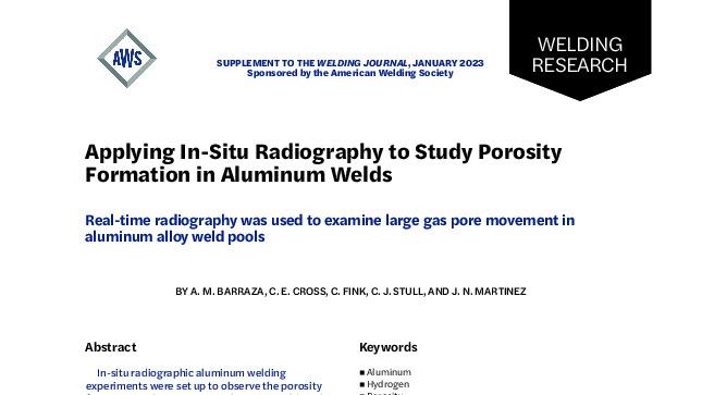 Applying In-Situ Radiography to Study Porosity Formation in Aluminum Welds