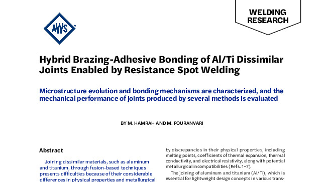 Hybrid Brazing-Adhesive Bonding of Al/Ti Dissimilar Joints Enabled by Resistance Spot Welding