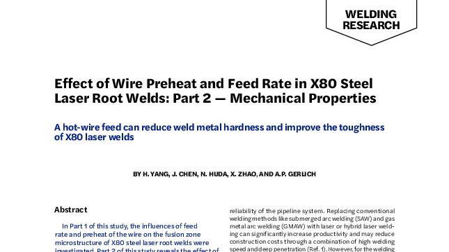 Effect of Wire Preheat and Feed Rate in X80 Steel Laser Root Welds: Part 2 — Mechanical Properties