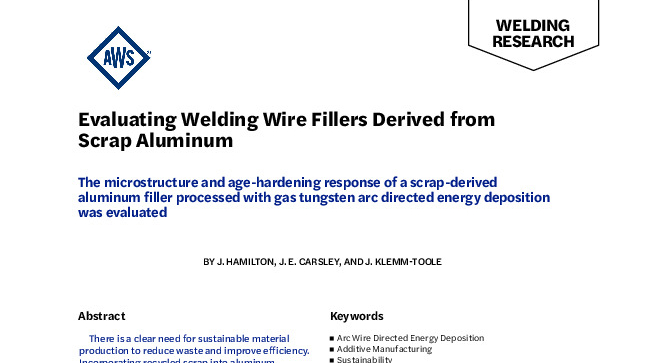 Evaluating Welding Wire Fillers Derived from Scrap Aluminum