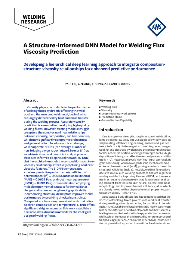 A Structure-Informed DNN Model for Welding Flux Viscosity Prediction