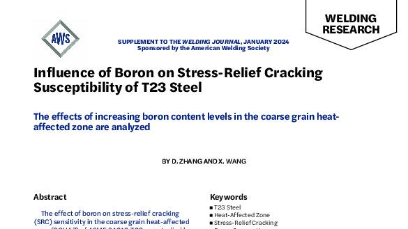Influence of Boron on Stress-Relief Cracking Susceptibility of T23 Steel