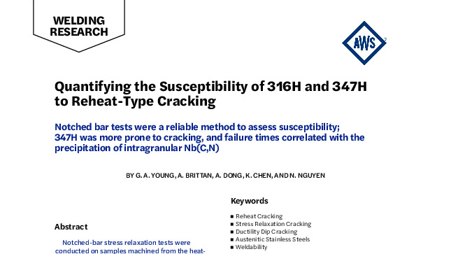 Quantifying the Susceptibility of 316H and 347H to Reheat-Type Cracking