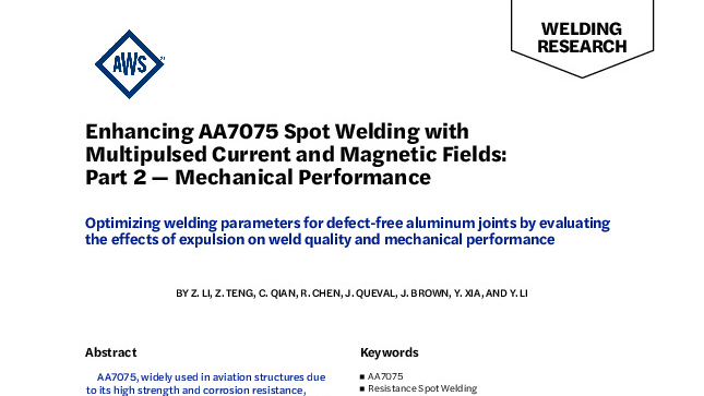 Enhancing AA7075 Spot Welding with Multipulsed Current and Magnetic Fields: Part 2 — Mechanical Performance