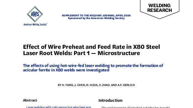 Effect of Wire Preheat and Feed Rate in X80 Steel Laser Root Welds: Part 1 — Microstructure