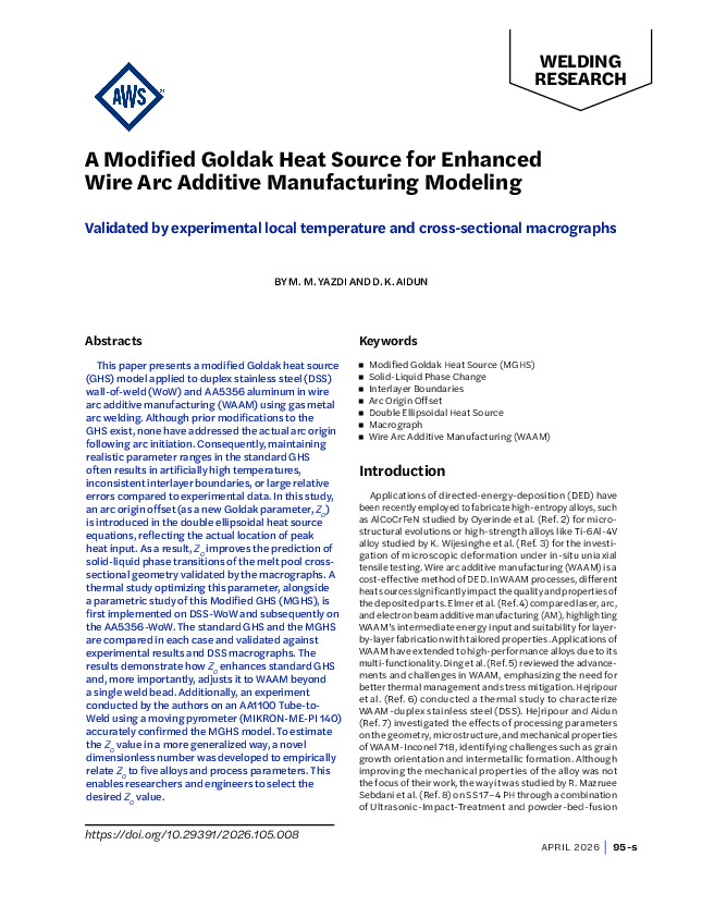A Modified Goldak Heat Source for Enhanced Wire Arc Additive Manufacturing Modeling