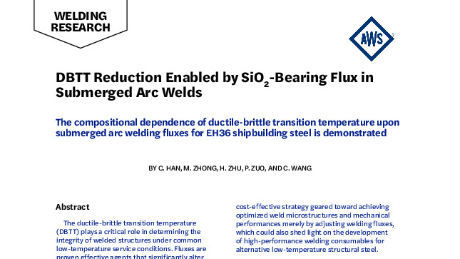 DBTT Reduction Enabled by SiO2-Bearing Flux in Submerged Arc Welds