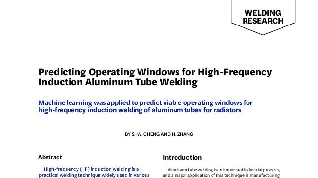 Predicting Operating Windows for High-Frequency Induction Aluminum Tube Welding