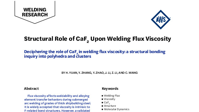 Structural Role of CaF2 Upon Welding Flux Viscosity