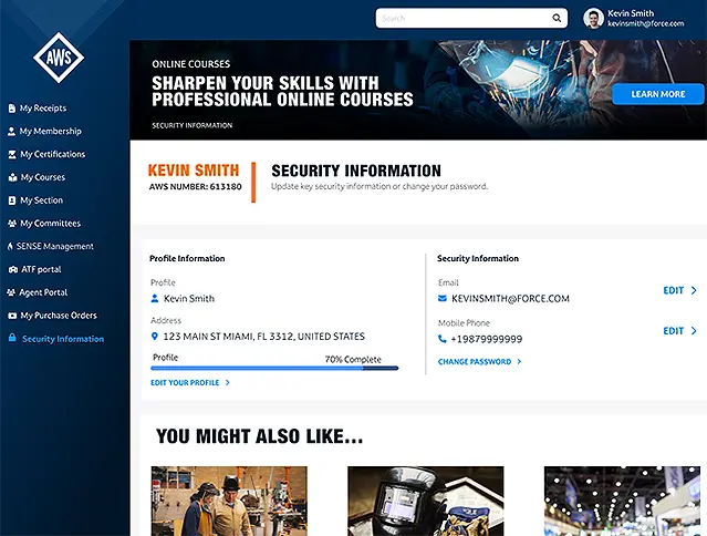 my.aws - My Security Information screenshot